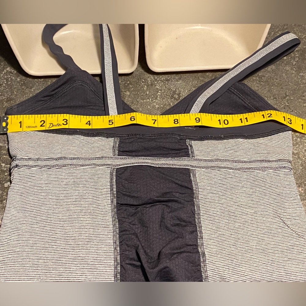 SALE 3/$30 LuLuLemon workout tank,attached sports bra,white/gray stripe, S - Picture 8 of 9
